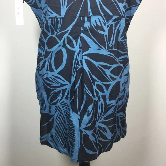 NWT A.n.a. 100% cotton sleeveless babydoll top black & blue exotic floral L - Picture 7 of 8